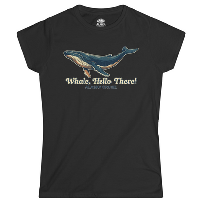 Whale Hello There Alaska Cruise Shirt Ladies T-Shirt – Black – Alaska Cruise Shirts