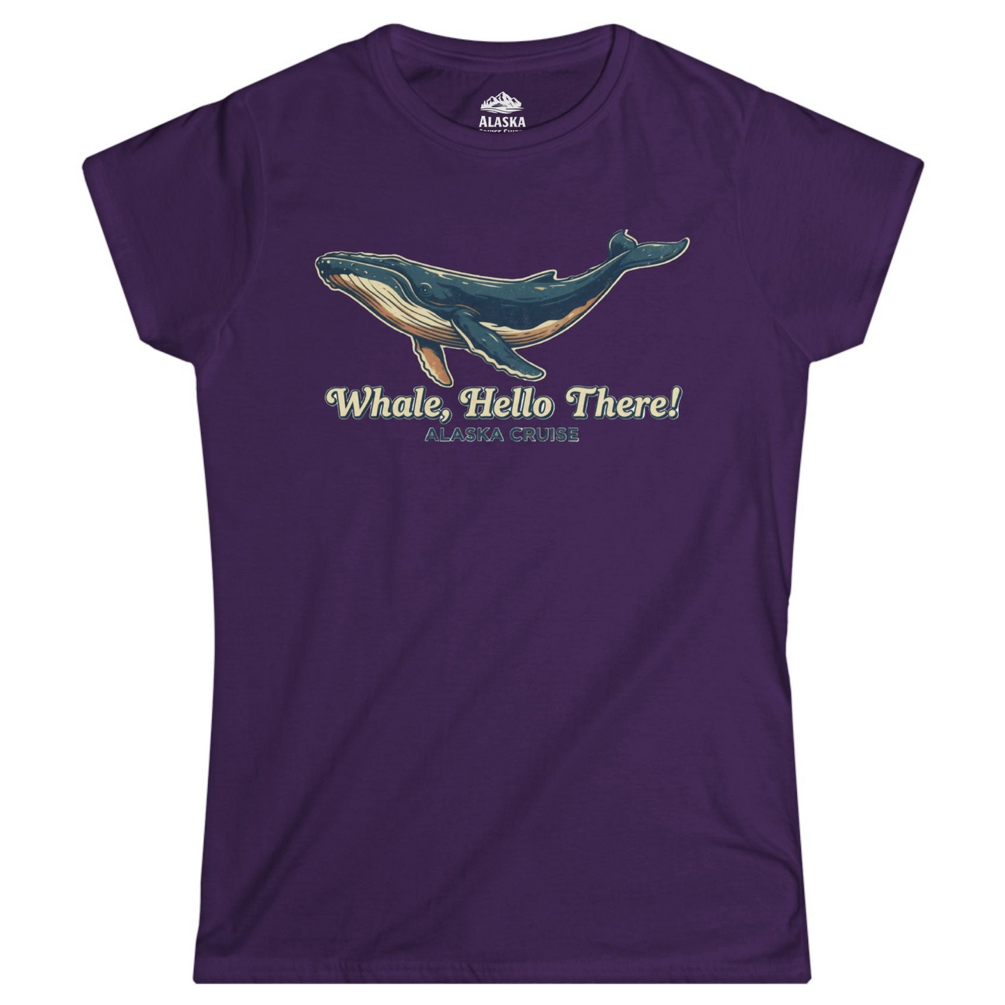 Whale Hello There Alaska Cruise Shirt Ladies T-Shirt – Purple – Alaska Cruise Shirts