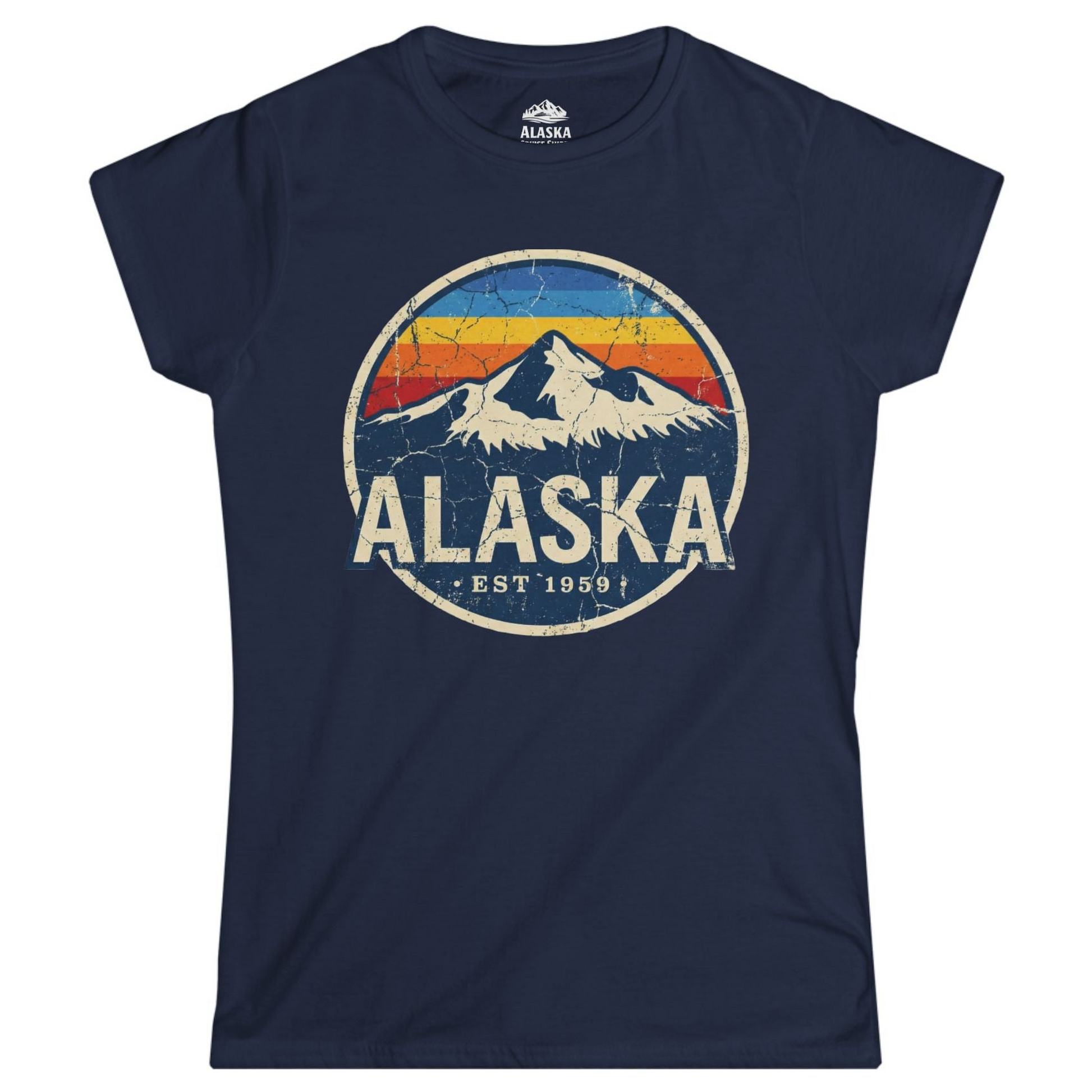Alaska Vintage Shirt Ladies T-Shirt – Navy – Alaska Cruise Shirts