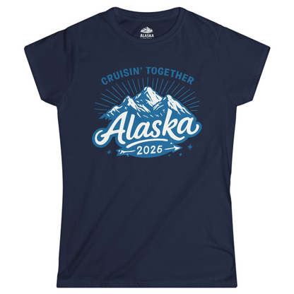 Alaska Cruise Mountains Adventure Shirt Ladies T-Shirt – Navy – Alaska Cruise Shirts