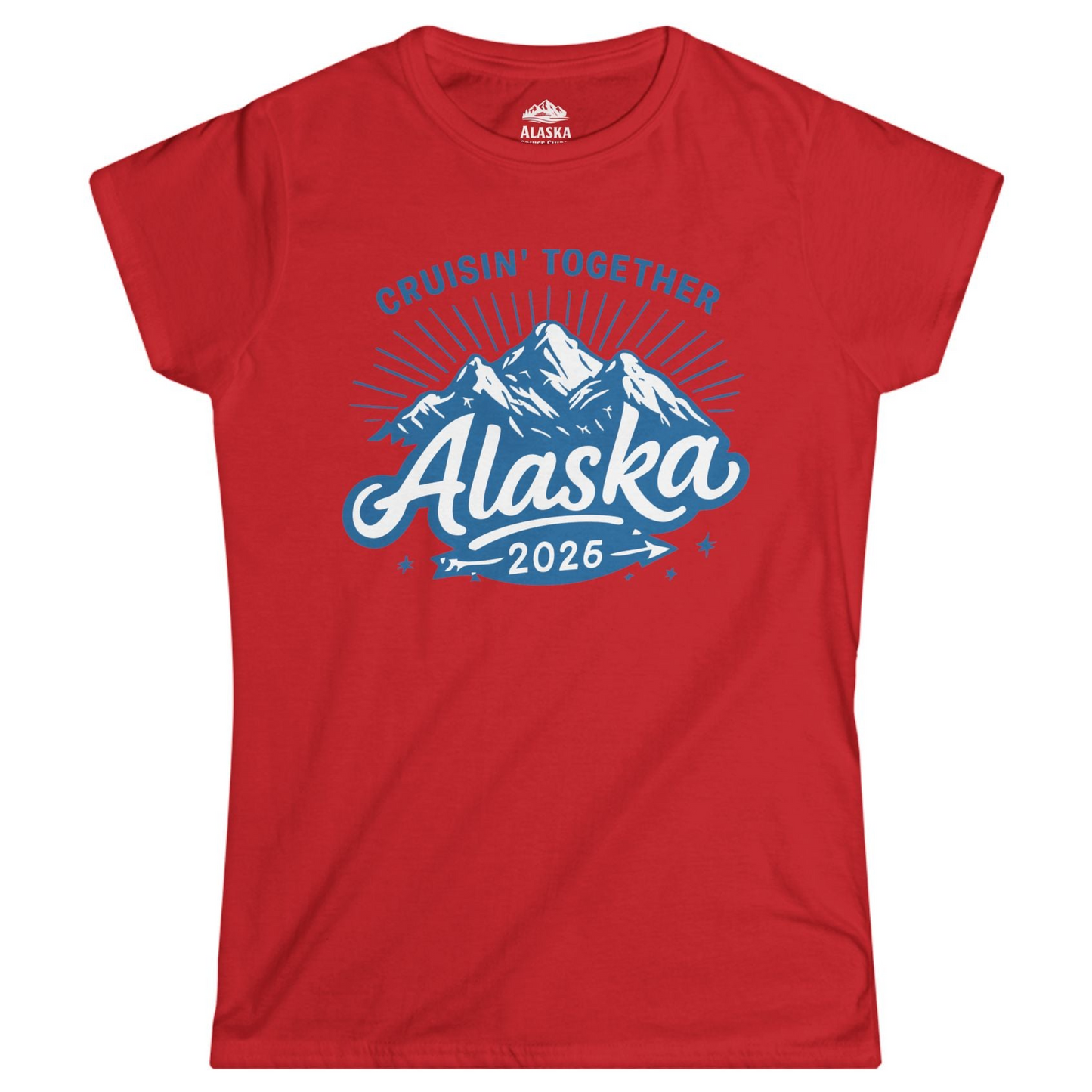 Alaska Cruise Mountains Adventure Shirt Ladies T-Shirt – Red – Alaska Cruise Shirts
