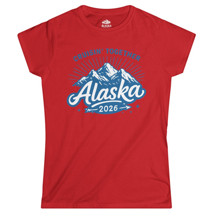 Alaska Cruise Mountains Adventure Shirt Ladies T-Shirt – Red – Alaska Cruise Shirts