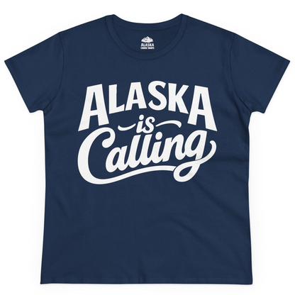 Alaska Is Calling Shirt Ladies T-Shirt – Navy – Alaska Cruise Shirts