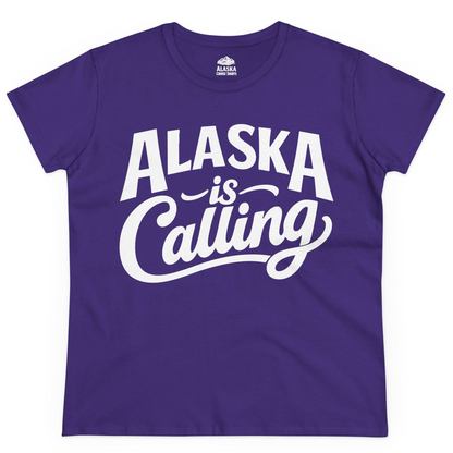 Alaska Is Calling Shirt Ladies T-Shirt – Purple – Alaska Cruise Shirts