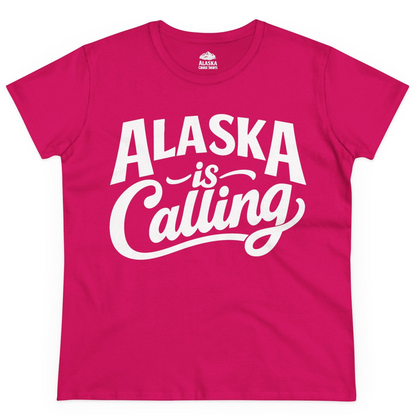 Alaska Is Calling Shirt Ladies T-Shirt – Heliconia – Alaska Cruise Shirts