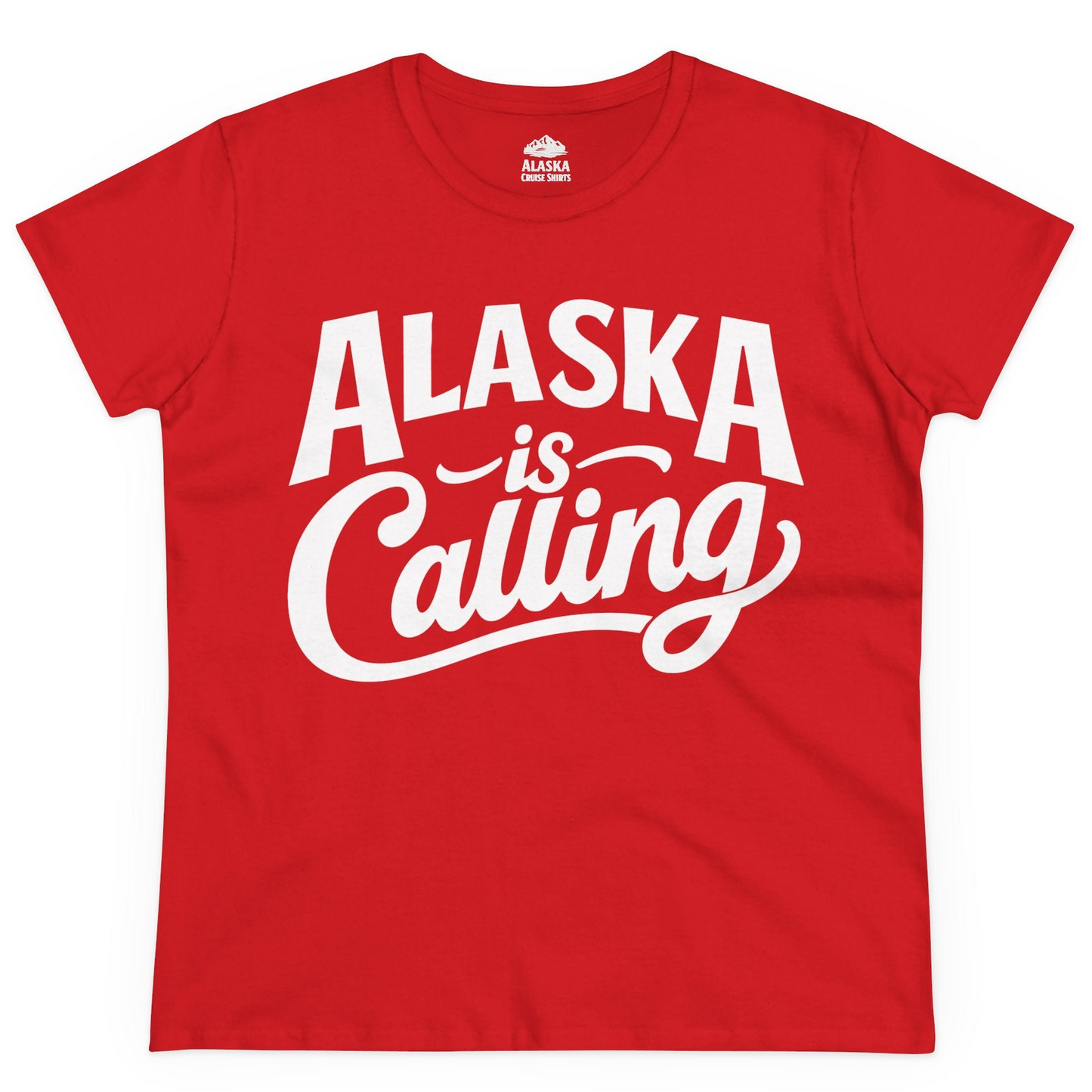 Alaska Is Calling Shirt Ladies T-Shirt – Red – Alaska Cruise Shirts