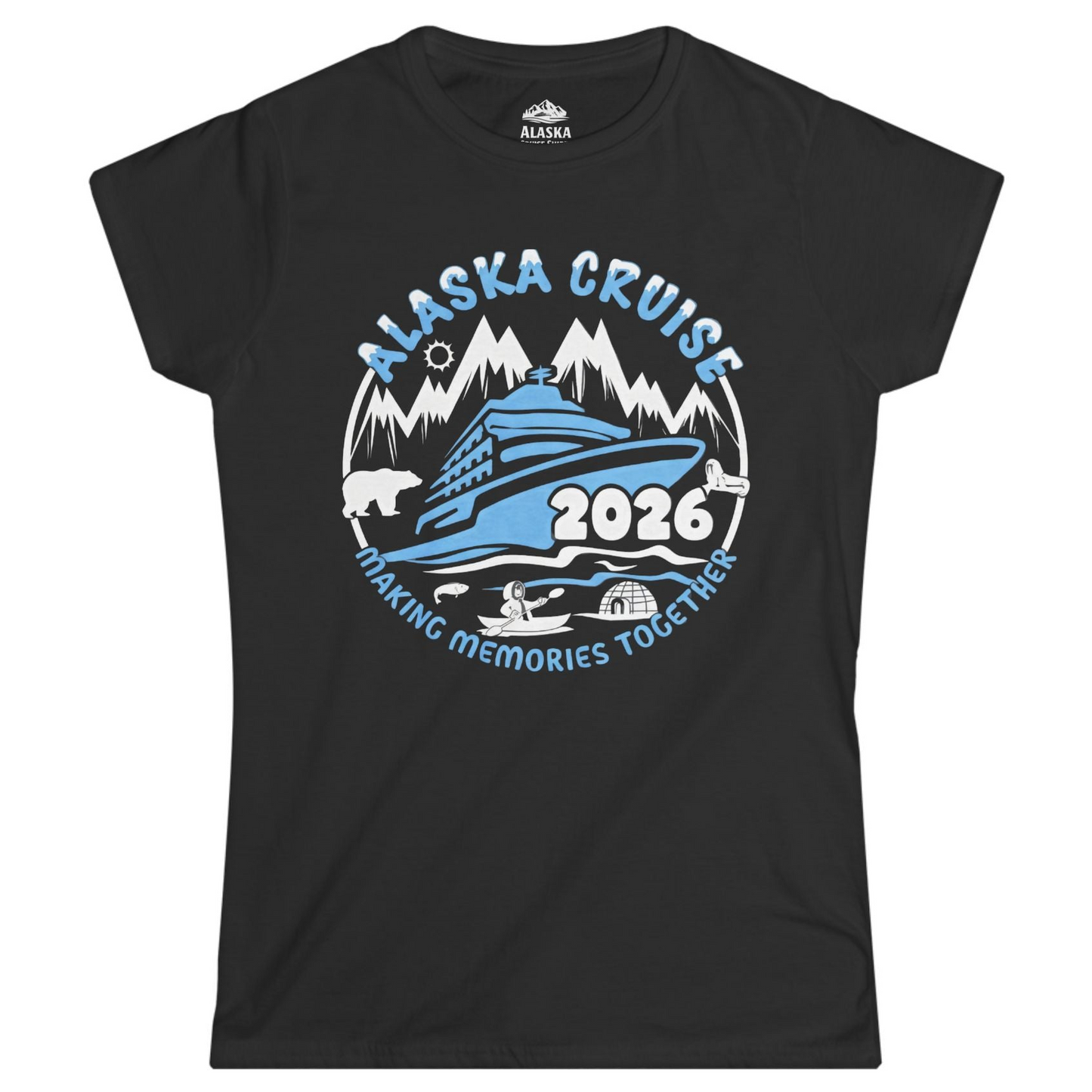 Alaska Cruise 2026 Family Adventure Shirt with Wildlife and Nature — Ladies Tee Ladies T-Shirt – Black – Alaska Cruise Shirts