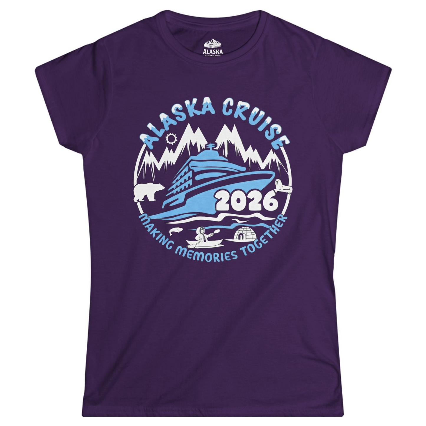 Alaska Cruise 2026 Family Adventure Shirt with Wildlife and Nature — Ladies Tee Ladies T-Shirt – Purple – Alaska Cruise Shirts