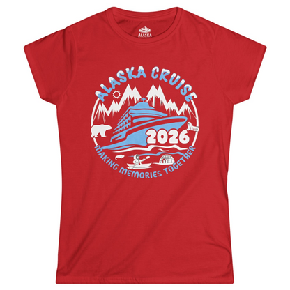 Alaska Cruise 2026 Family Adventure Shirt with Wildlife and Nature — Ladies Tee Ladies T-Shirt – Red – Alaska Cruise Shirts