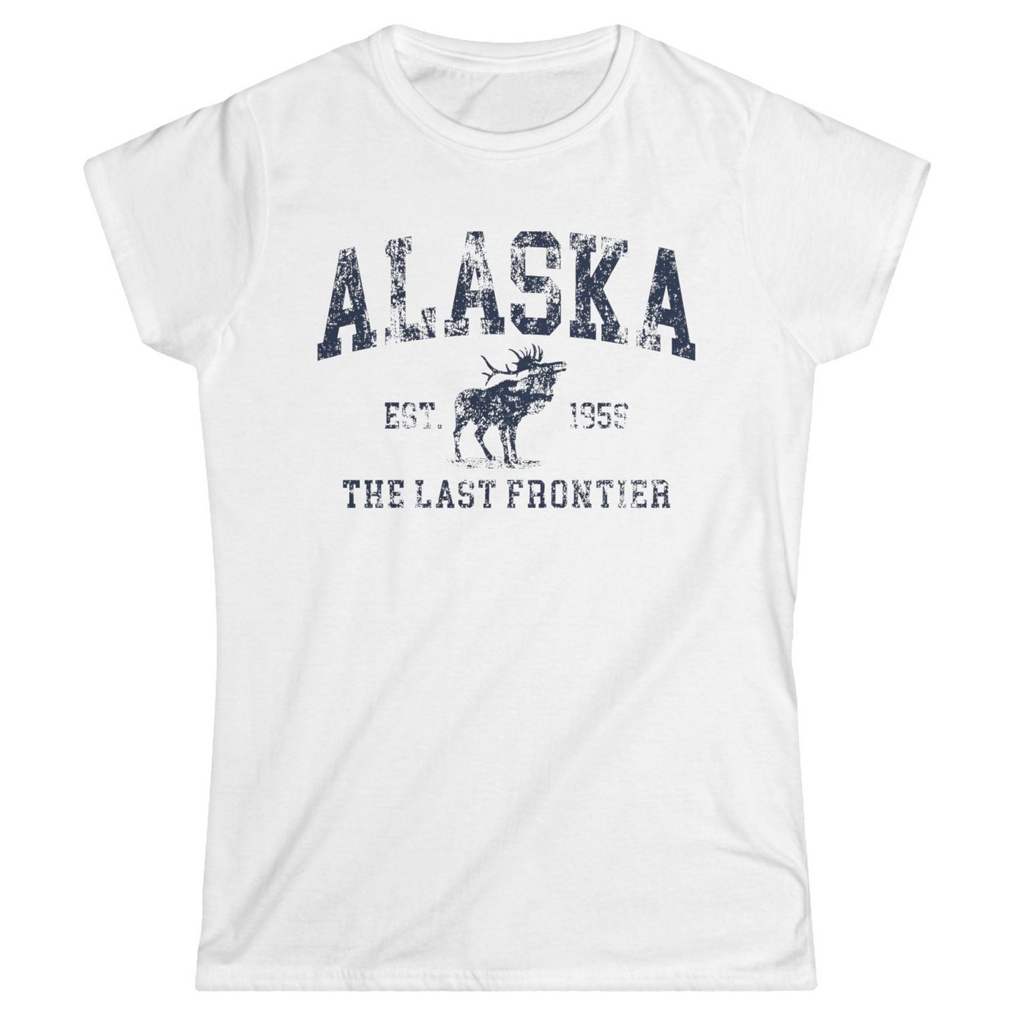 Vintage Alaska Moose Shirt Ladies T-Shirt – White – Alaska Cruise Shirts