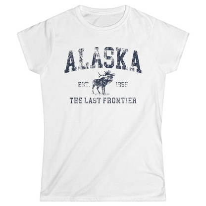 Vintage Alaska Moose Shirt Ladies T-Shirt – White – Alaska Cruise Shirts
