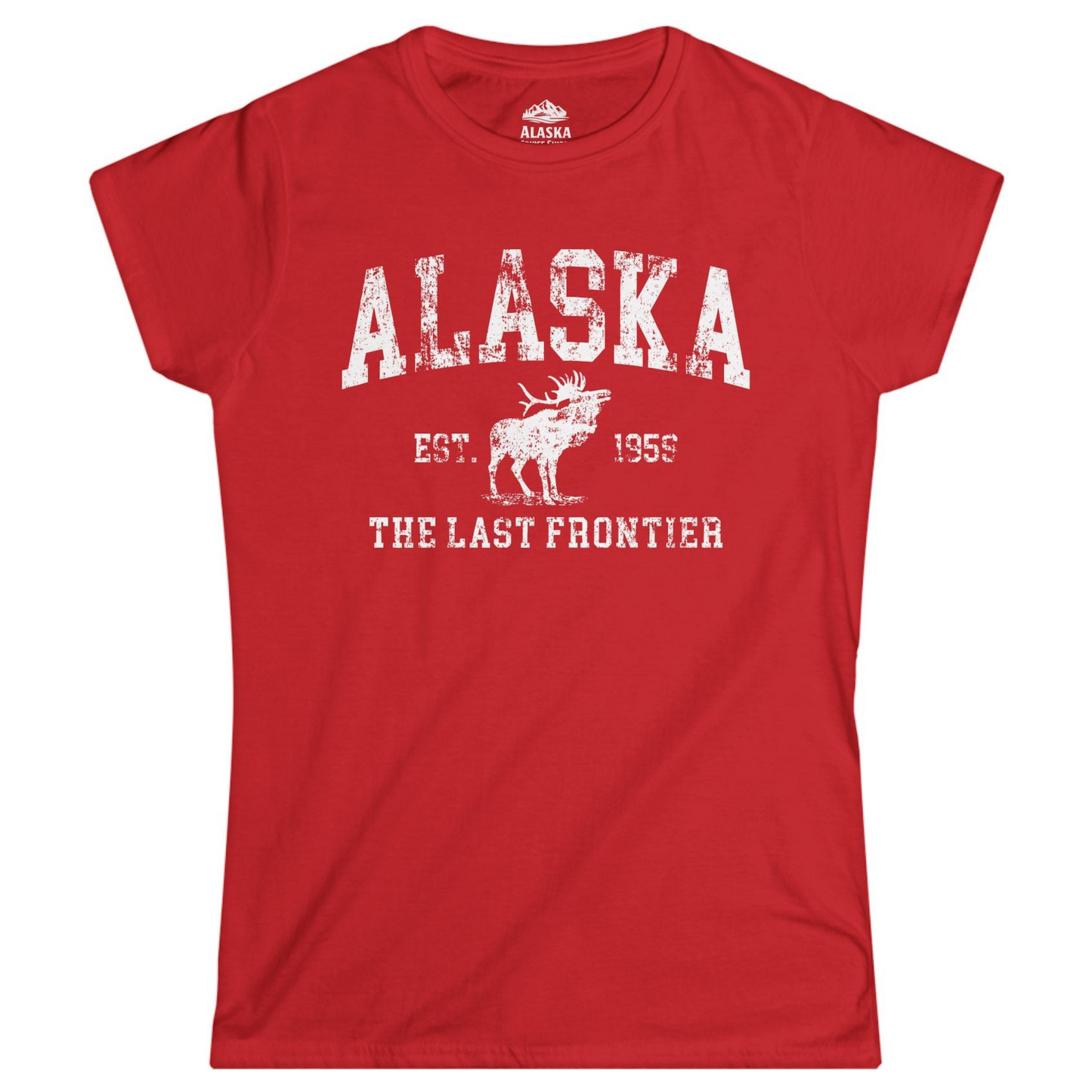 Vintage Alaska Moose Shirt Ladies T-Shirt – Red – Alaska Cruise Shirts