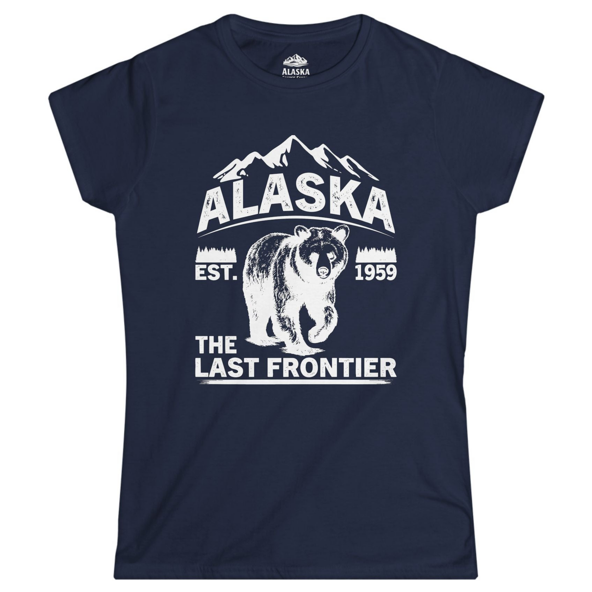 Alaska Bear Shirt Ladies T-Shirt – Navy – Alaska Cruise Shirts