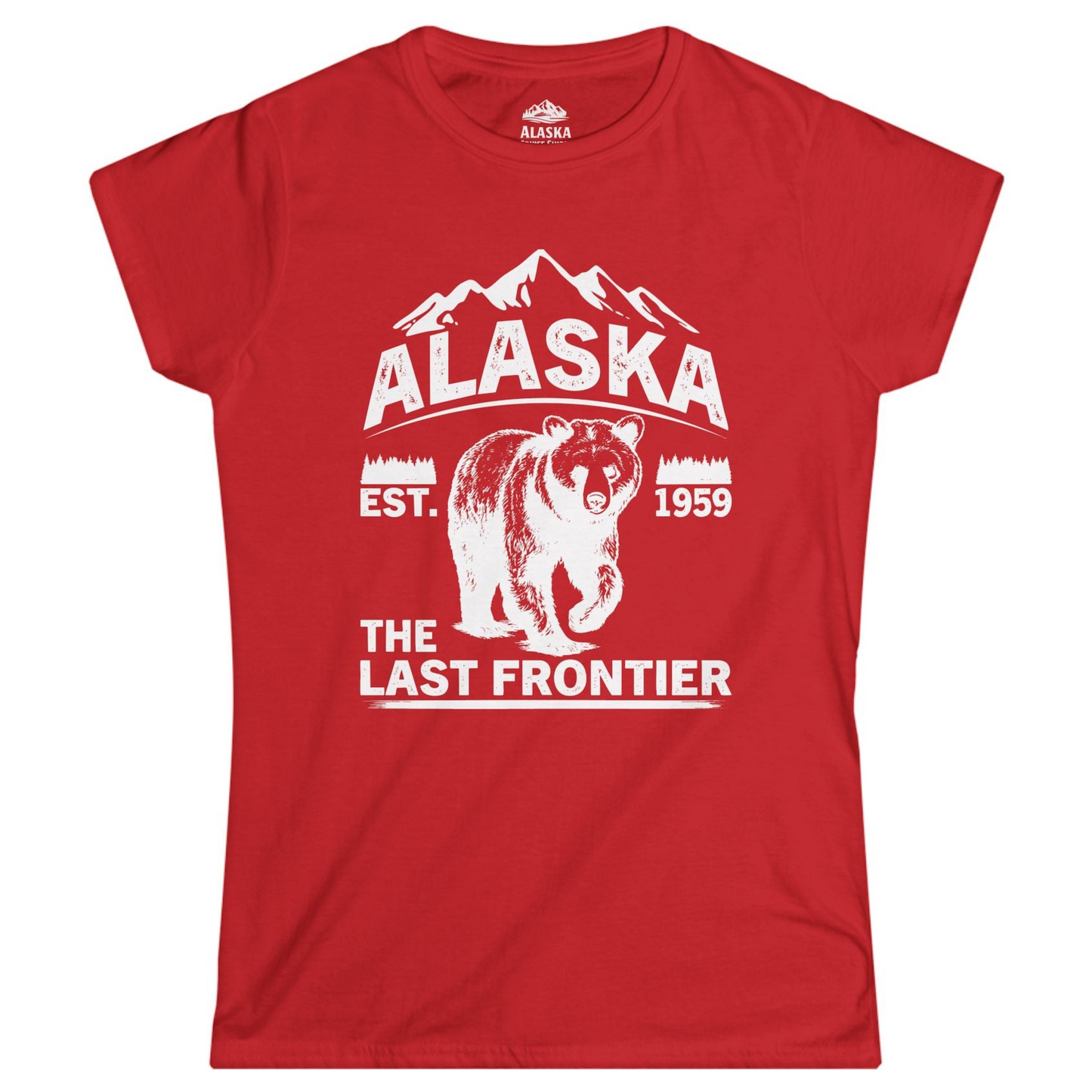 Alaska Bear Shirt Ladies T-Shirt – Red – Alaska Cruise Shirts