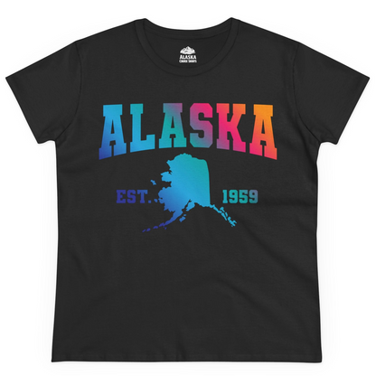 Retro Alaska Est 1959 Shirt Ladies T-Shirt – Black – Alaska Cruise Shirts