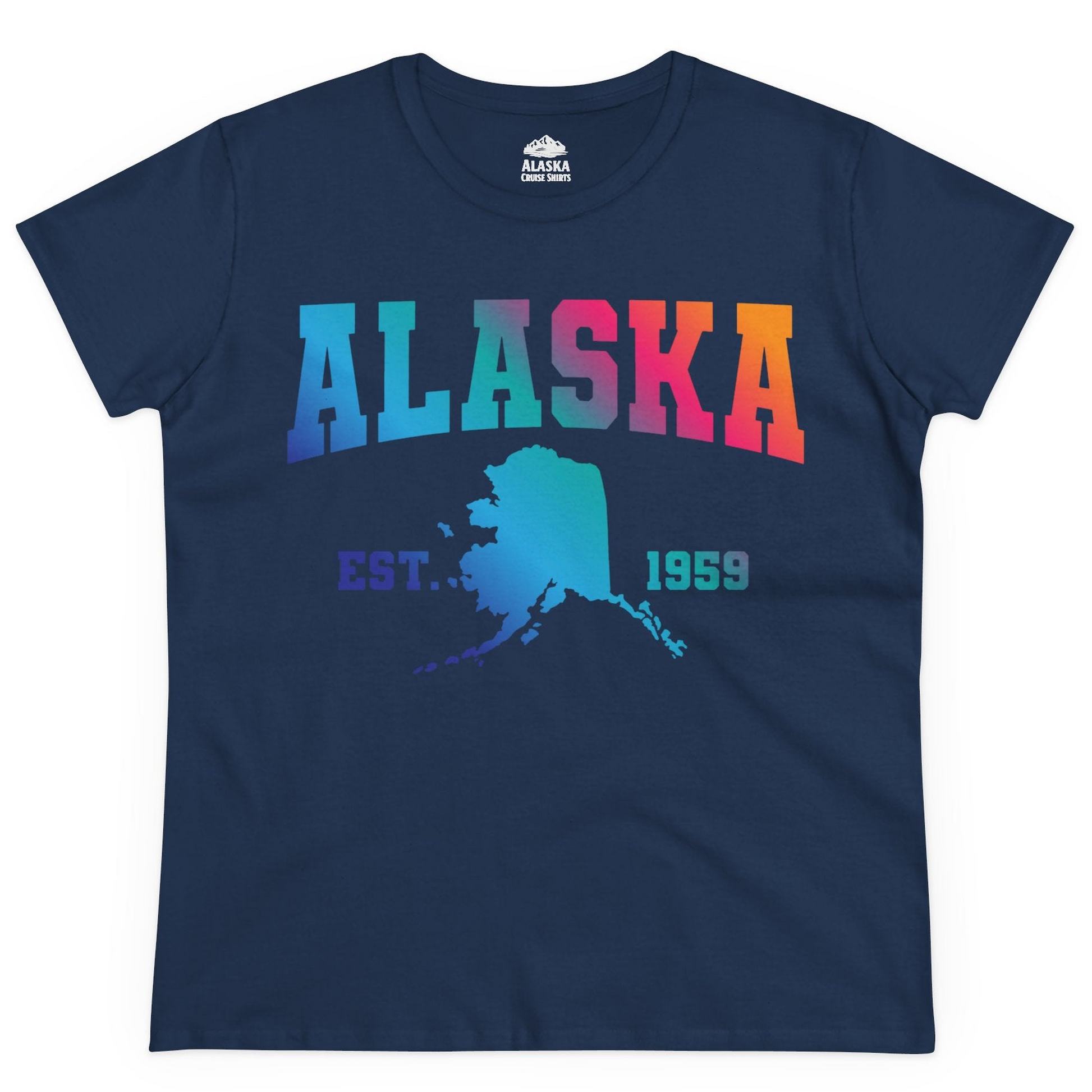 Retro Alaska Est 1959 Shirt Ladies T-Shirt – Navy – Alaska Cruise Shirts