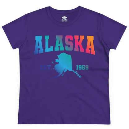 Retro Alaska Est 1959 Shirt Ladies T-Shirt – Purple – Alaska Cruise Shirts