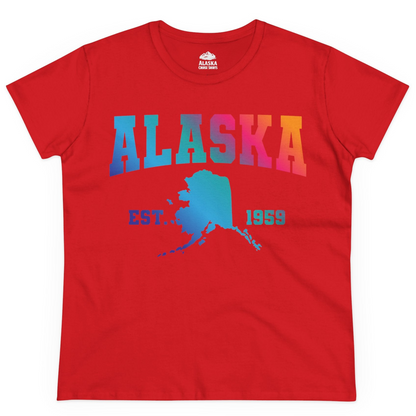 Retro Alaska Est 1959 Shirt Ladies T-Shirt – Red – Alaska Cruise Shirts