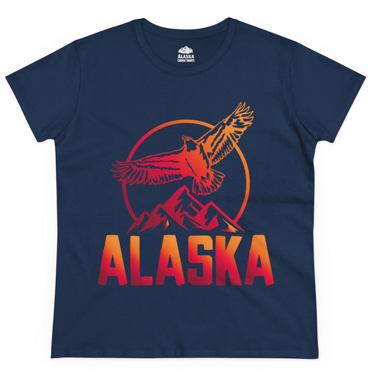 Alaska Eagle Mountains Graphic Shirt Ladies T-Shirt – Navy – Alaska Cruise Shirts