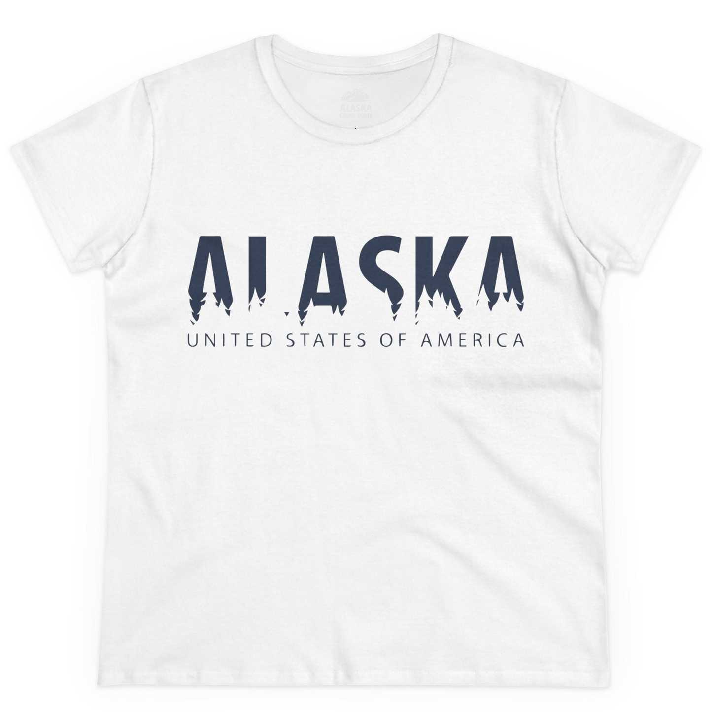Alaska United States Typography Shirt Ladies T-Shirt – White – Alaska Cruise Shirts