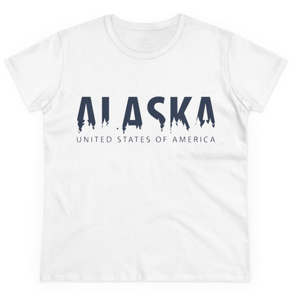 Alaska United States Typography Shirt Ladies T-Shirt – White – Alaska Cruise Shirts