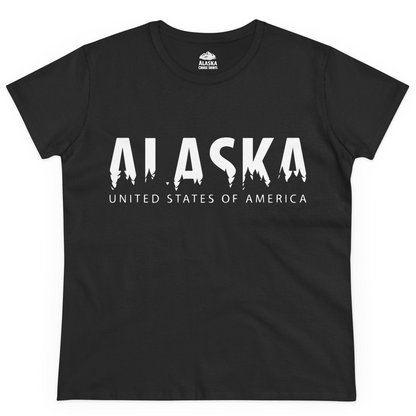 Alaska United States Typography Shirt Ladies T-Shirt – Black – Alaska Cruise Shirts