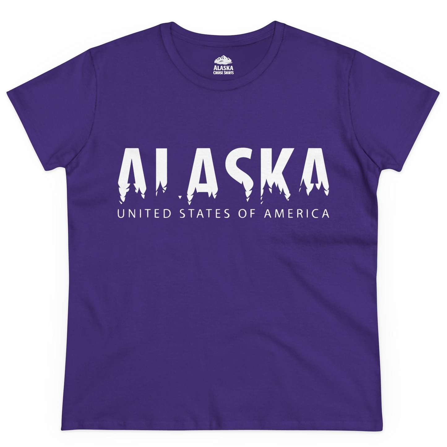 Alaska United States Typography Shirt Ladies T-Shirt – Purple – Alaska Cruise Shirts