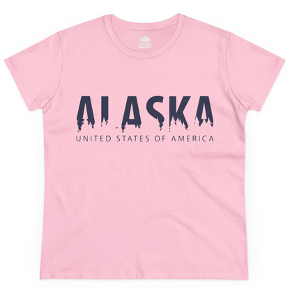 Alaska United States Typography Shirt Ladies T-Shirt – Light Pink – Alaska Cruise Shirts