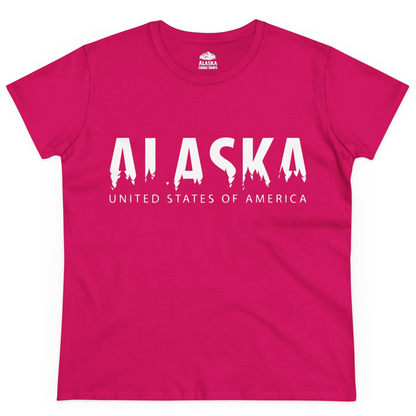 Alaska United States Typography Shirt Ladies T-Shirt – Heliconia – Alaska Cruise Shirts