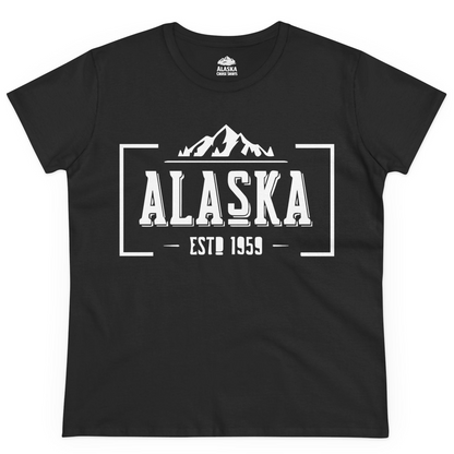 Alaska Mountain Vintage Shirt Ladies T-Shirt – Black – Alaska Cruise Shirts