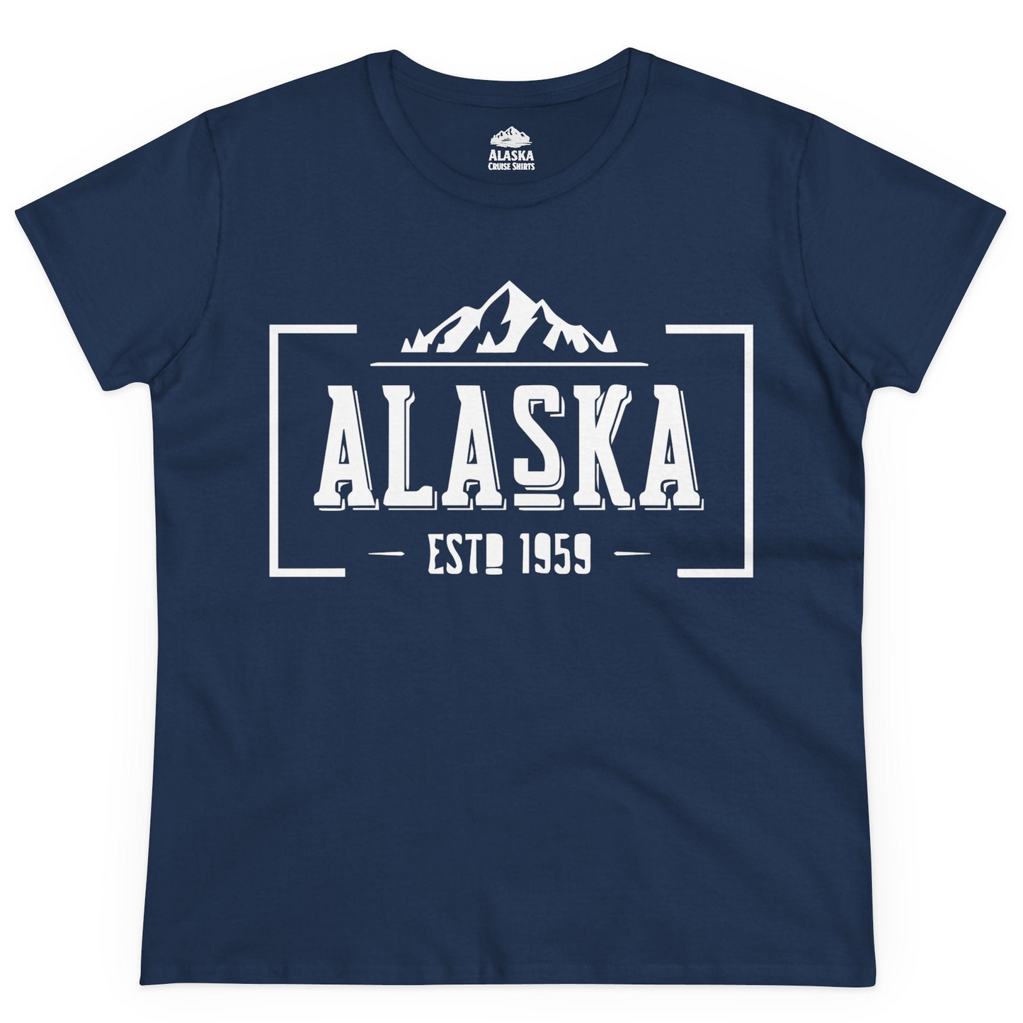 Alaska Mountain Vintage Shirt Ladies T-Shirt – Navy – Alaska Cruise Shirts