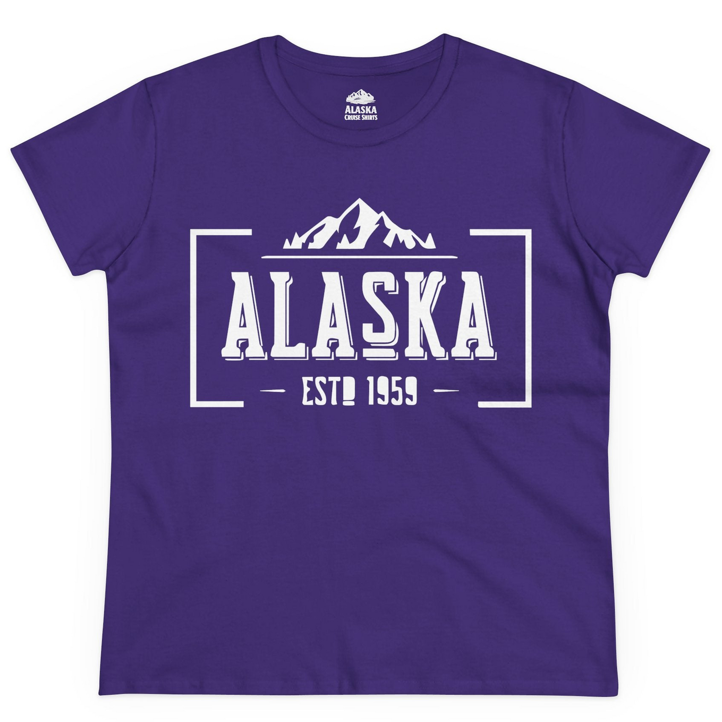 Alaska Mountain Vintage Shirt Ladies T-Shirt – Purple – Alaska Cruise Shirts