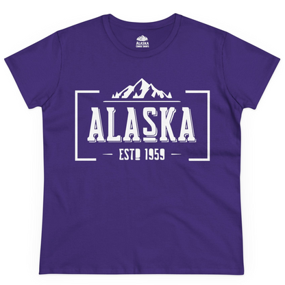 Alaska Mountain Vintage Shirt Ladies T-Shirt – Purple – Alaska Cruise Shirts