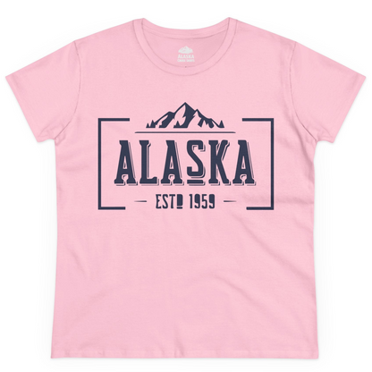 Alaska Mountain Vintage Shirt Ladies T-Shirt – Light Pink – Alaska Cruise Shirts