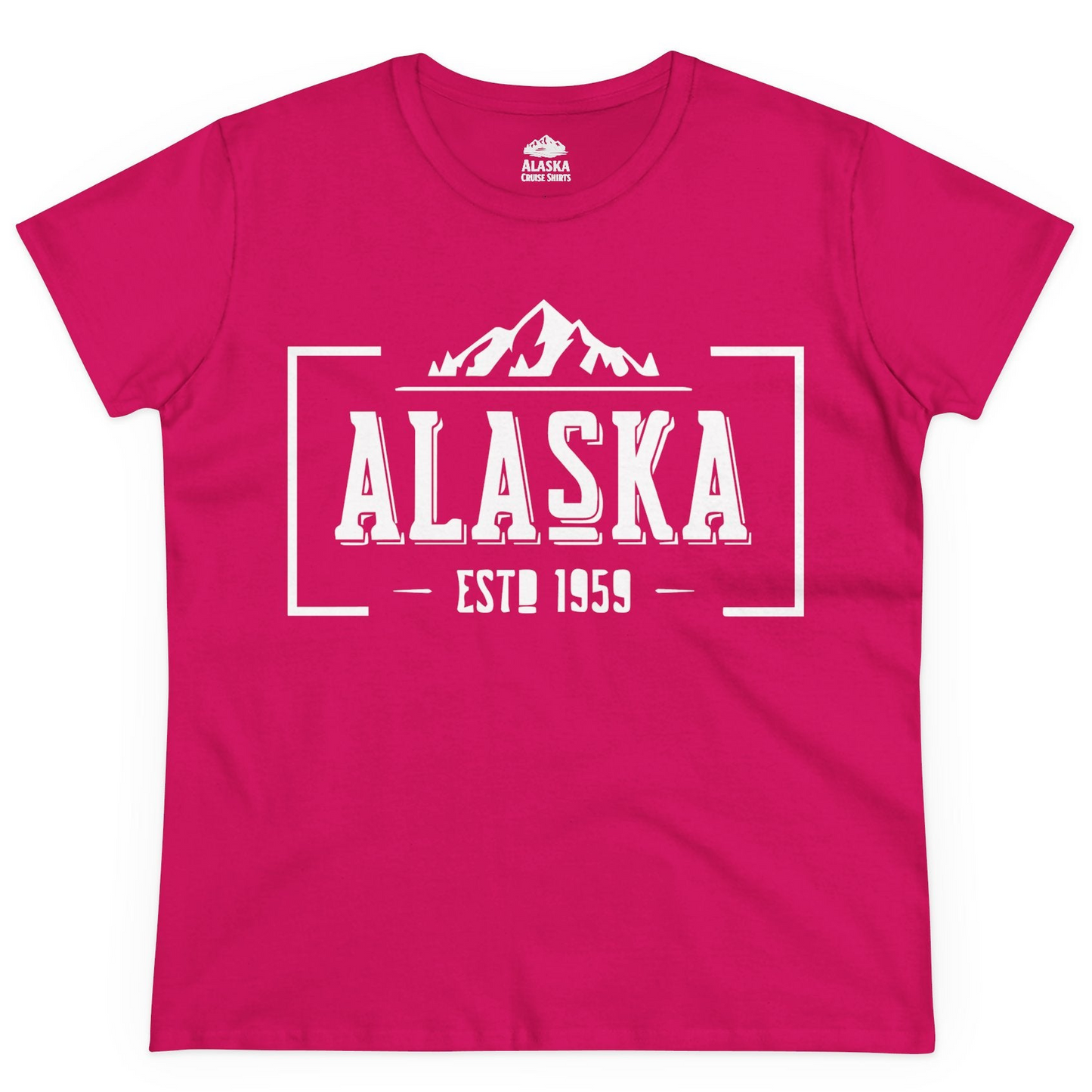 Alaska Mountain Vintage Shirt Ladies T-Shirt – Heliconia – Alaska Cruise Shirts