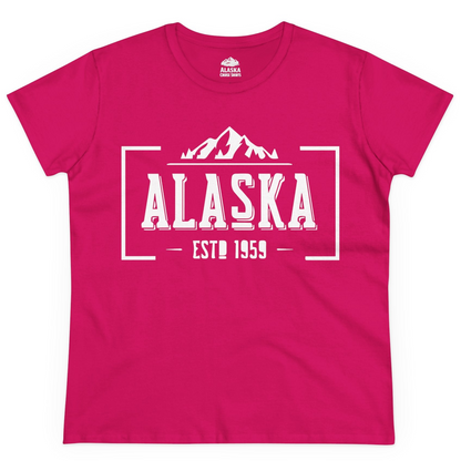 Alaska Mountain Vintage Shirt Ladies T-Shirt – Heliconia – Alaska Cruise Shirts
