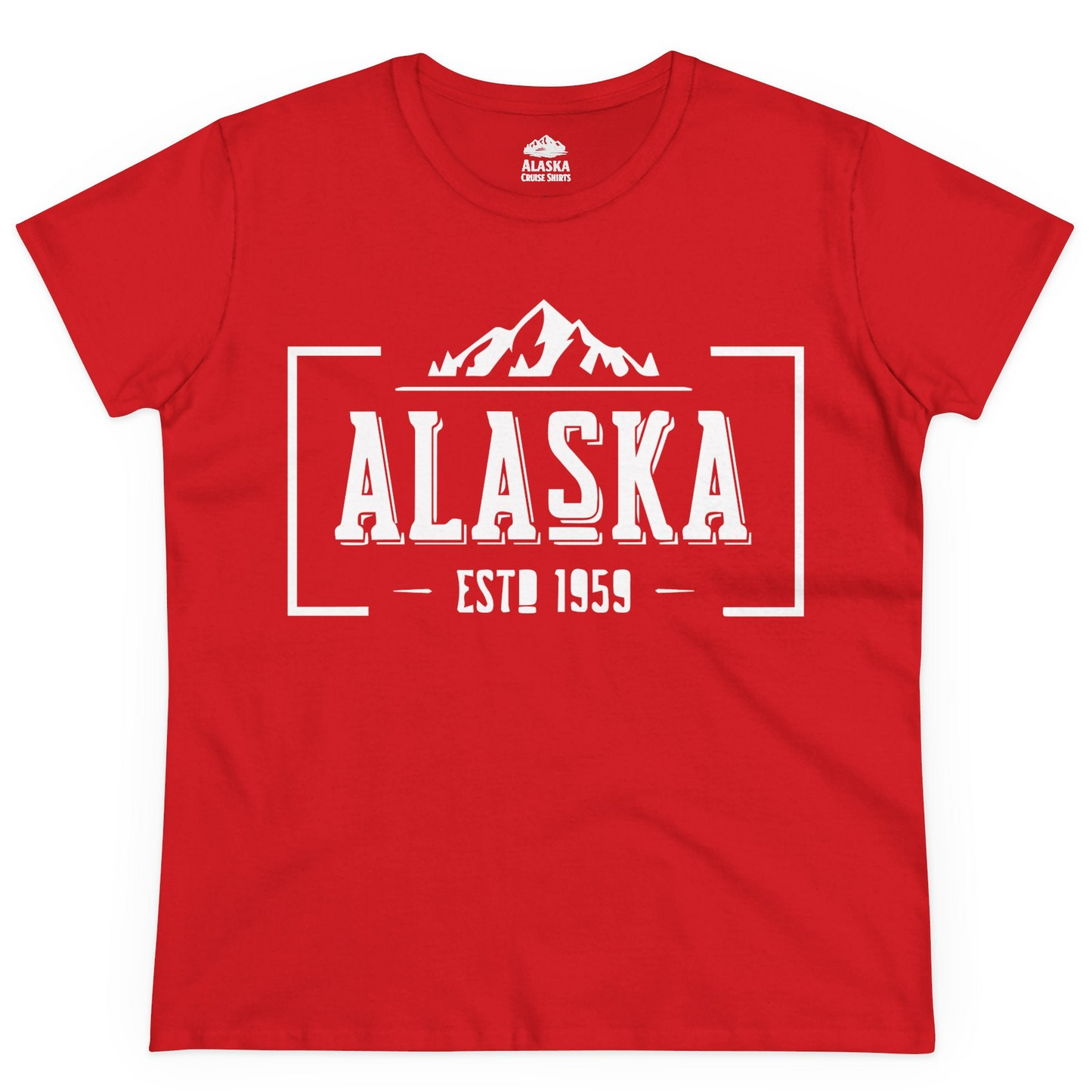 Alaska Mountain Vintage Shirt Ladies T-Shirt – Red – Alaska Cruise Shirts