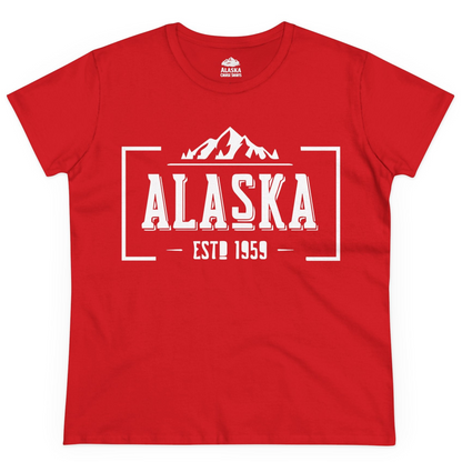 Alaska Mountain Vintage Shirt Ladies T-Shirt – Red – Alaska Cruise Shirts