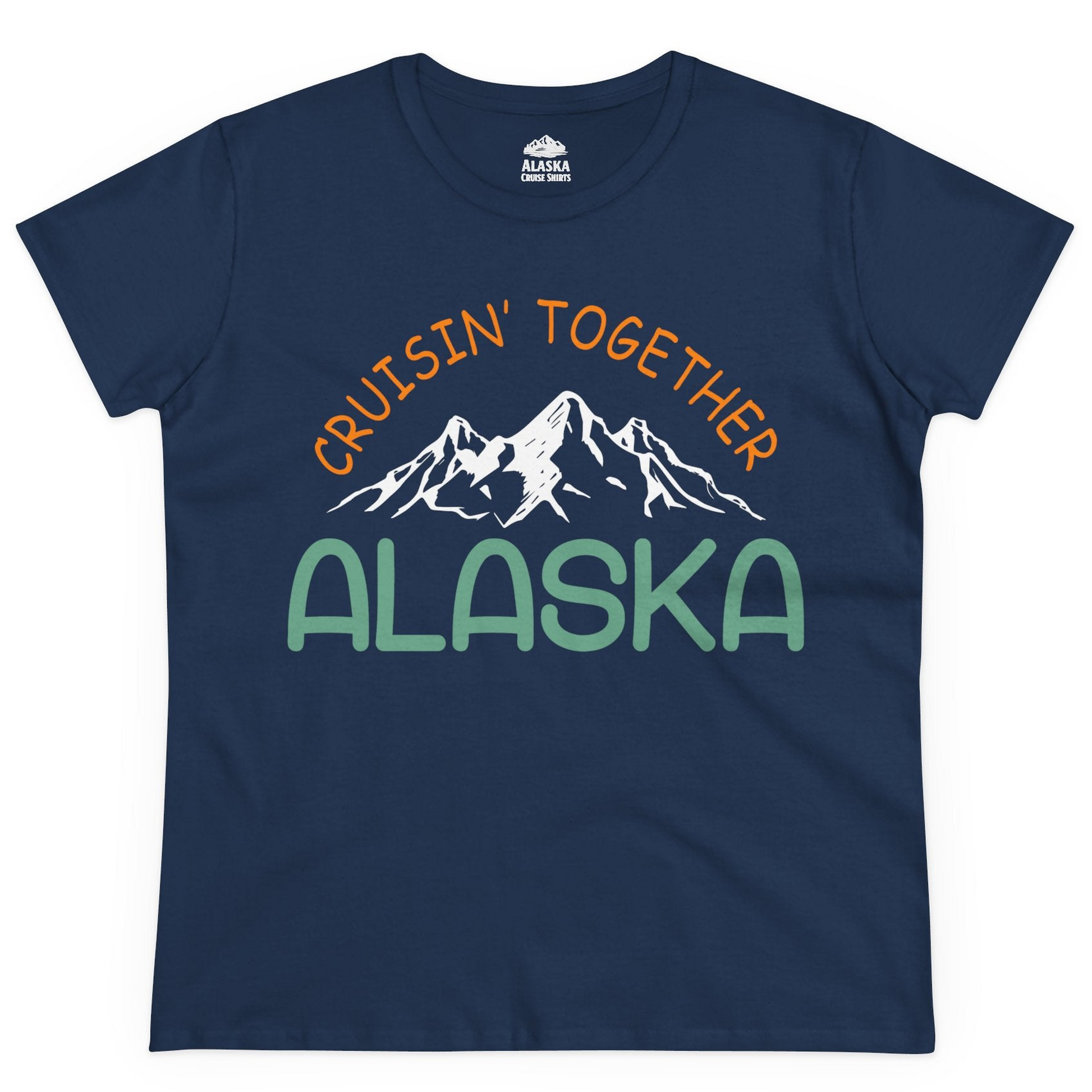 Cruisin Together Alaska Mountain Adventure Cruise Graphic Shirt — Ladies Tee Ladies T-Shirt – Navy – Alaska Cruise Shirts