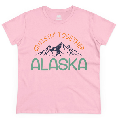 Cruisin Together Alaska Mountain Adventure Cruise Graphic Shirt — Ladies Tee Ladies T-Shirt – Light Pink – Alaska Cruise Shirts