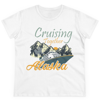 Cruising Together Alaska Mountains Family Alaska Cruise Adventure Shirt — Ladies Tee Ladies T-Shirt – White – Alaska Cruise Shirts