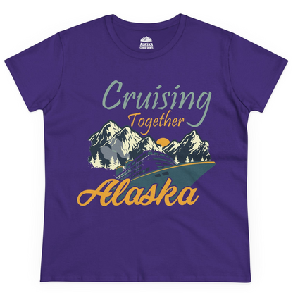 Cruising Together Alaska Mountains Family Alaska Cruise Adventure Shirt — Ladies Tee Ladies T-Shirt – Purple – Alaska Cruise Shirts