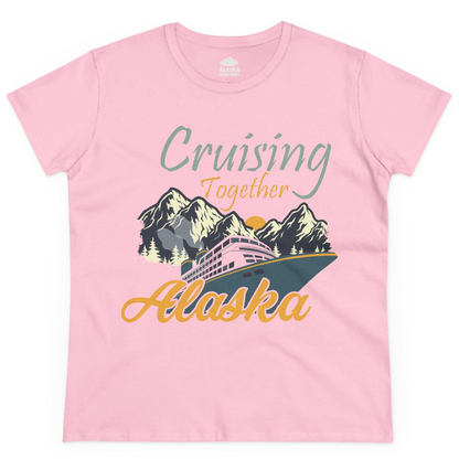 Cruising Together Alaska Mountains Family Alaska Cruise Adventure Shirt — Ladies Tee Ladies T-Shirt – Light Pink – Alaska Cruise Shirts