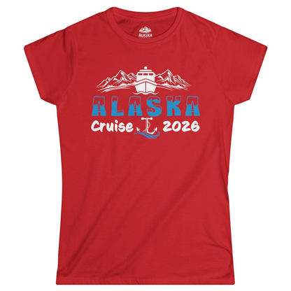 Alaska Cruise 2026 Shirt Ladies T-Shirt – Red – Alaska Cruise Shirts
