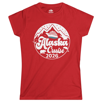 Alaska Cruise 2026 Shirt Ladies T-Shirt – Red – Alaska Cruise Shirts