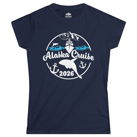 Alaska Cruise 2026 Shirt Ladies T-Shirt – Navy – Alaska Cruise Shirts