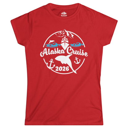 Alaska Cruise 2026 Shirt Ladies T-Shirt – Red – Alaska Cruise Shirts