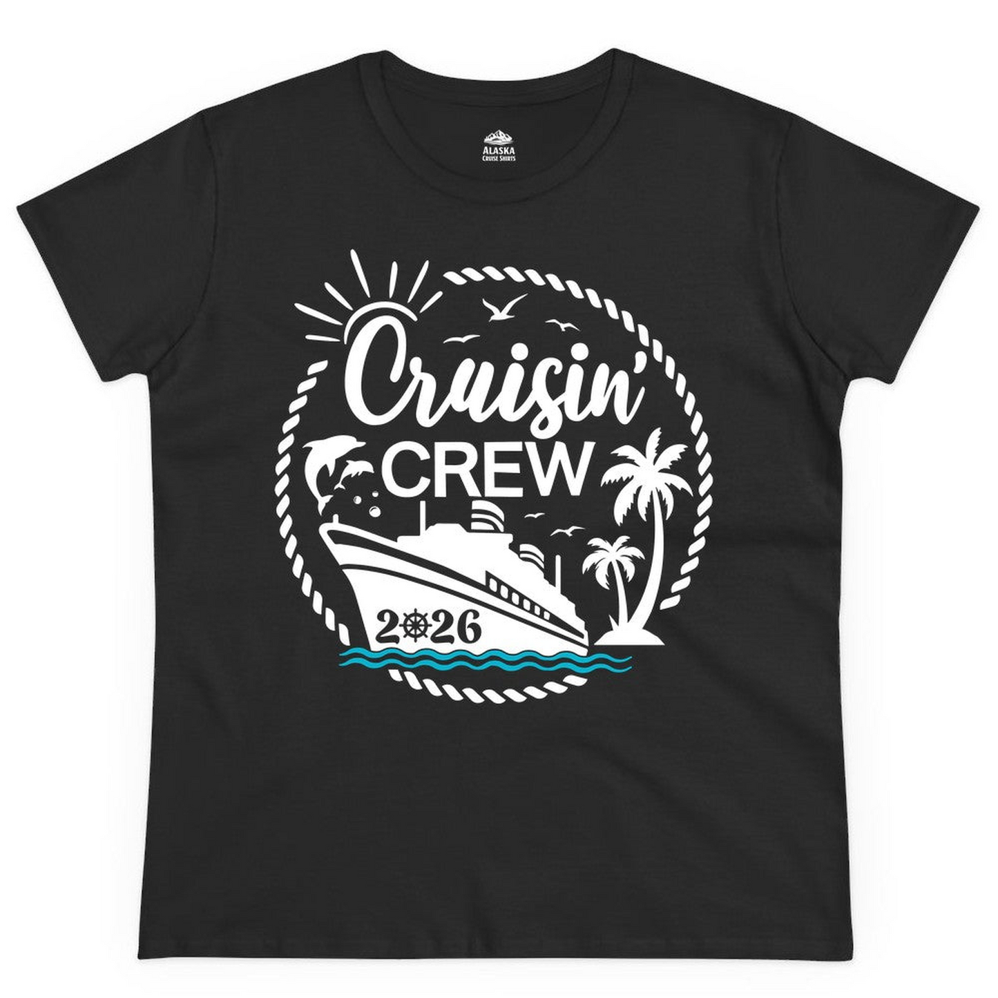 Cruisin Crew Shirt Tropical Family Group Cruise 2026 Caribbean Islands — Ladies Tee Ladies T-Shirt – Black – Alaska Cruise Shirts