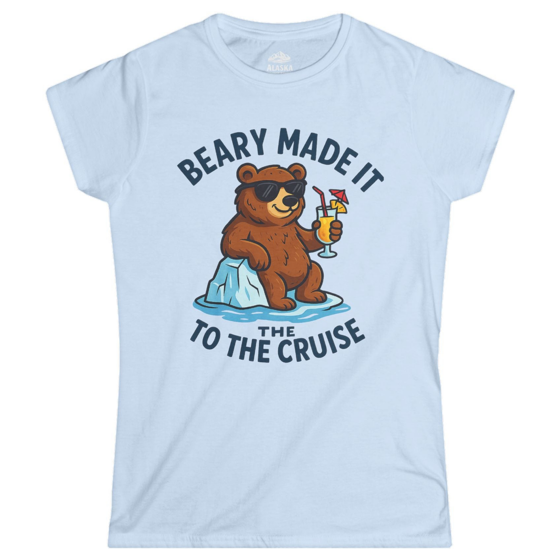 Funny Cruise Bear Shirt Ladies T-Shirt – Light Blue – Alaska Cruise Shirts