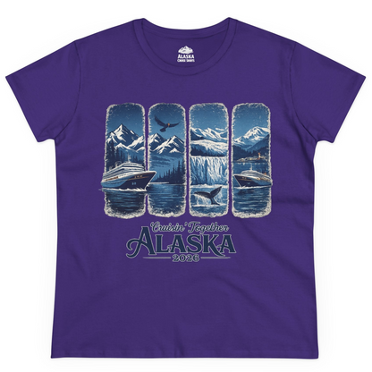 Alaska Cruise Adventure Shirt Ladies T-Shirt – Purple – Alaska Cruise Shirts